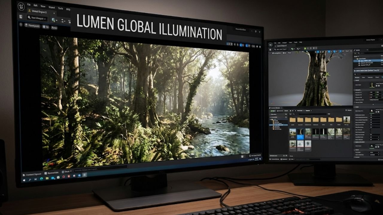 10 Game Engine Terbaik (Update 2026) Tampilan editor Unreal Engine 5 dengan fitur Lumen dan Nanite.