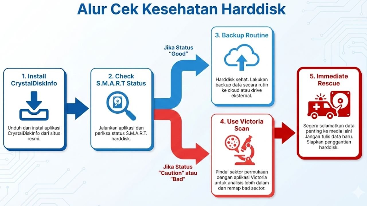 Cek Kesehatan Harddisk Dan SSD Dengan 3 Software Terbaik langkah-langkah diagnosa kerusakan harddisk menggunakan software.