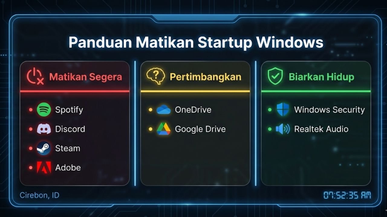 Matikan 7 Aplikasi Startup Ini, Supaya Booting Windows Tidak Lambat! aftar aplikasi yang aman dimatikan dari startup Windows.